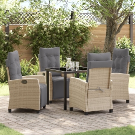Set de Comedor de Jardín de 5 Piezas Beige Poliratán
