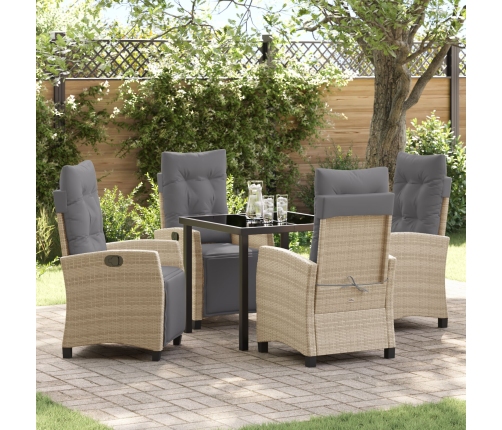 Set de Comedor de Jardín de 5 Piezas Beige Poliratán