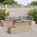 Conjunto de Sofá de Jardín  9 Piezas Beige, Gris Ratán, Poliéster
