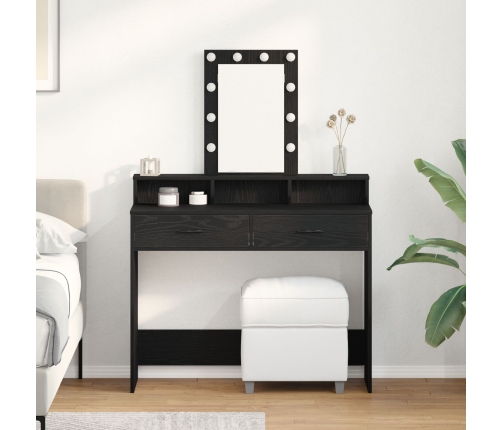 Mesa de tocador  con luces LED, Roble Negro, 100x41x140 cm