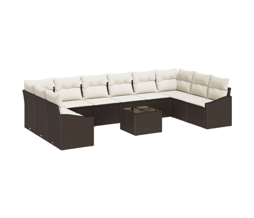 Juego de Sofá de Jardín Conjunto de 11 Beige Poliratán