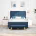 Cama con Base de Muelles con Colchón y Banco Azul 140x190 cm Tela