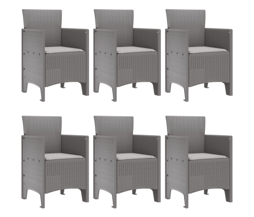 Conjunto de Comedor de 7 Piezas para Jardín con Cojines Gris Polirratán