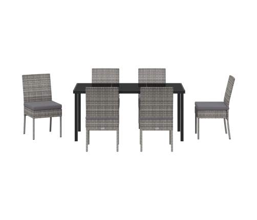 Conjunto de Comedor de Jardín de 7 Piezas  Gris Poliratán