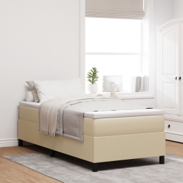 Cama con Box Spring  con Colchón Verde Claro Gris 90x200 cm Tela de Corduroy