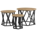 Mesas Laterales Apilables  3 pcs de Madera de Roble Artesanal