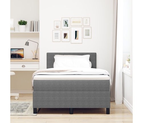 Cama con Box Spring con Colchón Gris Claro 120x200 cm Tela de Pana