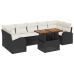 Conjunto de Comedor de Jardín de 8 Piezas con Cojines Negro de Rattan Polipropileno Acacia