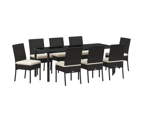 Set de Comedor de Jardín  de 9 Piezas Negro Poliratán