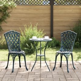 Conjunto de bistro de jardín de 3 piezas  Verde de aluminio fundido