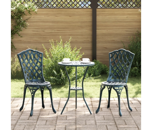Conjunto de bistro de jardín de 3 piezas  Verde de aluminio fundido
