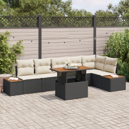 Conjunto de sofá de jardín  Set de 7 Beige Polirratán