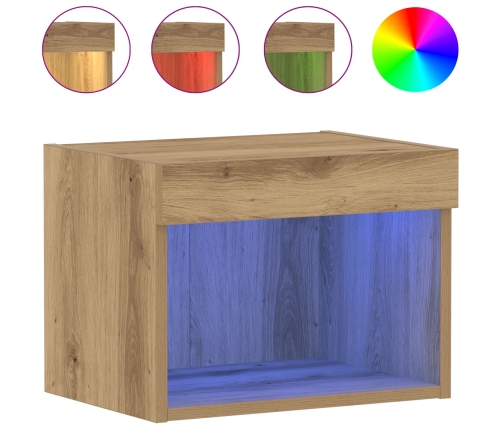Armario de pared  con luces LED Roble Artesanal 40x30x30 cm