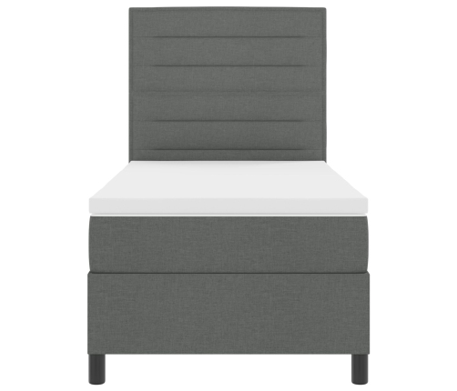 Cama con Somier  con Colchón y LED Gris Oscuro 90x200 cm Tela