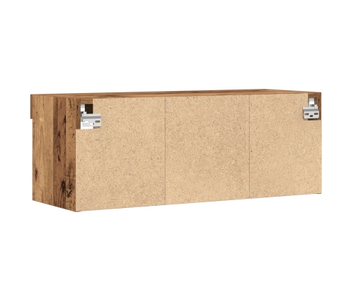 Gabinetes de pared para TV  con luces LED 2 pcs Madera vieja 80x30x30 cm