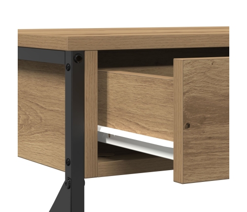 Mesa Consola  de Roble Artesanal 100x28x75 cm Madera Ingenierizada y Acero