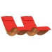 Tumbona Set de 2 Rojo Madera y Tela Estándar Plegable