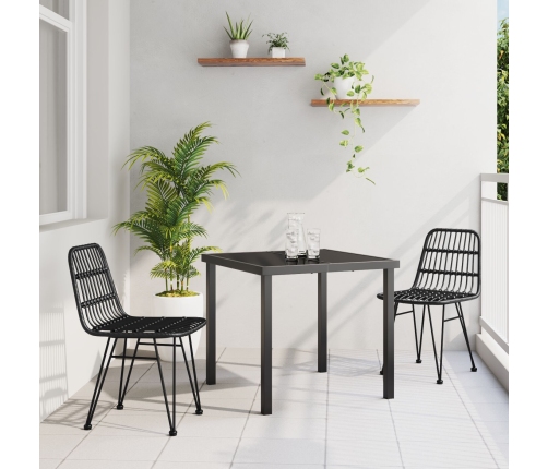 Conjunto de Comedor de Jardín de 3 Piezas  Ratán Poli Negro