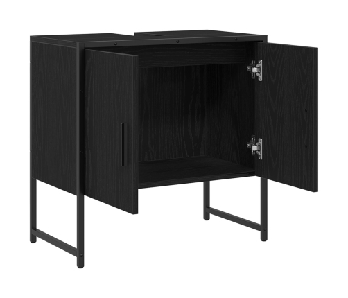 Gabinete de Fregadero de Baño  Roble Negro 60x33x60 cm Madera de Calidad