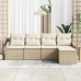 Set de Sofás de Jardín  Conjunto de 5 Beige Ratán, Poliéster