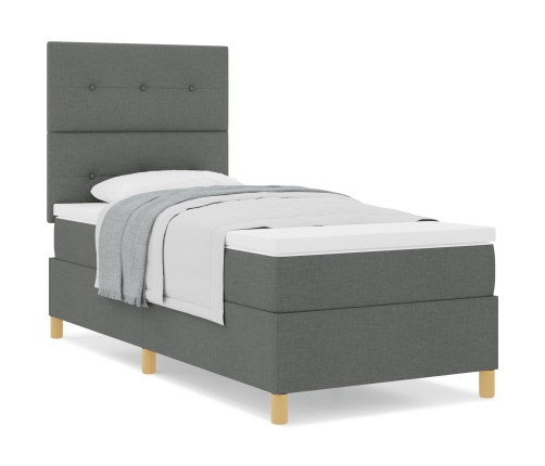 Cama con Box Spring y Colchón Gris Oscuro 100x200 cm Tela