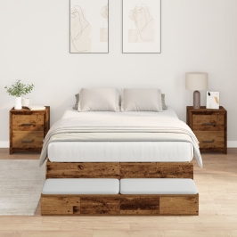 Cama con almacenamiento  Madera antigua Madera maciza 120 x 190 cm