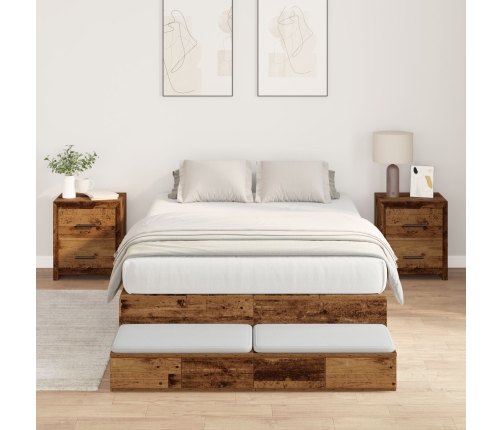 Cama con almacenamiento  Madera antigua Madera maciza 120 x 190 cm