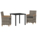 Conjunto de Comedor de Jardín  de 3 Piezas con Cojines Gris Poliratán