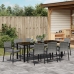 Conjunto de Comedor de Jardín de 9 Piezas  Gris Poliratán