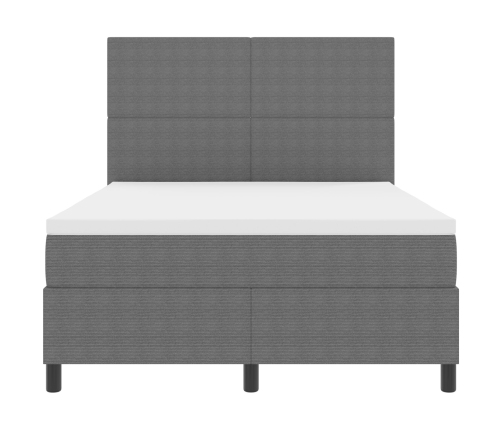 Cama con Box Spring  con Colchón Gris Claro 140x200 cm Tela de Loros