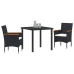 Juego de comedor de jardín de 3 piezas  en poliratán negro