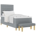 Cama con Somier  con Colchón y Banco Gris Claro 90x200 cm Tela