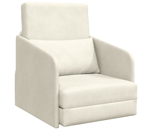 Sofá Cama de Piso  2 en 1 Crema 65x80x83 cm Terciopelo