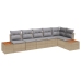 Conjunto de Sofá de Jardín de 6 Piezas con Cojines Beige Ratán Acacia