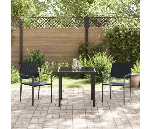 Conjunto de Comedor de Jardín  3 Piezas Negras de Poliratán