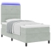 Cama Box Spring  con Colchón y Luz LED Gris Claro 90x200 cm Terciopelo