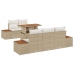 Set de Comedor de Jardín de 6 Piezas con Cojines Beige Poly Ratán Acacia