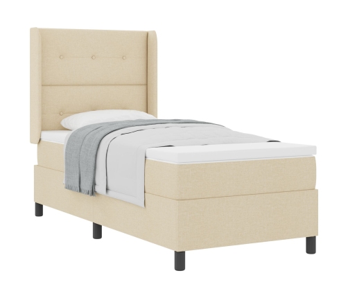 Cama con Box Spring y Colchón  Crema 100x200 cm Tela