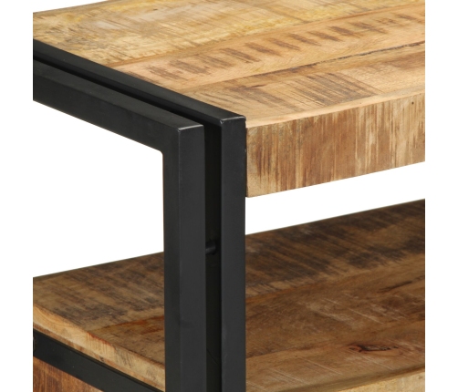 Mesas Auxiliares  Negras 90x33x75 cm de Madera Maciza de Mango y Metal