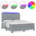 Cama con Somier y Colchón & LED Gris Claro 140x200 cm Tela