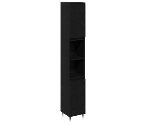 Armario de baño  Negro Roble 30x30x190 cm Madera de ingeniería