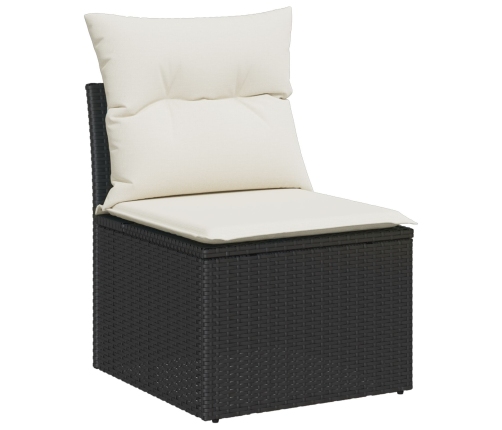 Set de Comedor de Jardín de 6 Piezas con Cojines Negras de Rattan de Poliéster
