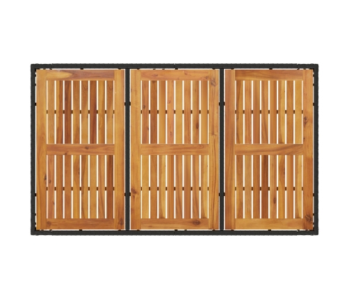 Conjunto de Comedor de Jardín  de 7 Piezas con Cojines Negro Polirratán