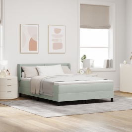 Cama con base de resortes y colchón gris claro 140x190 cm terciopelo