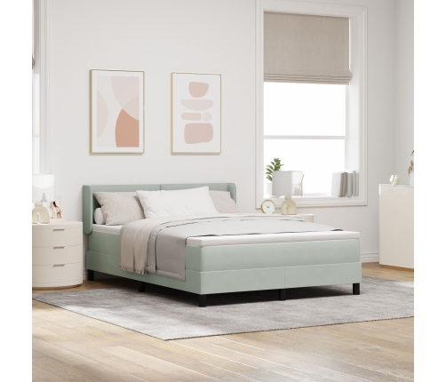 Cama con base de resortes y colchón gris claro 140x190 cm terciopelo