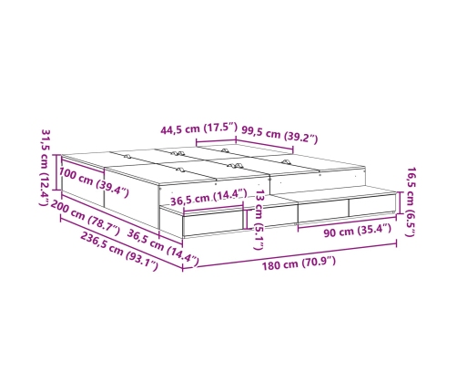 Estructura de Cama con Almacenamiento  Marrón Madera Elaborada