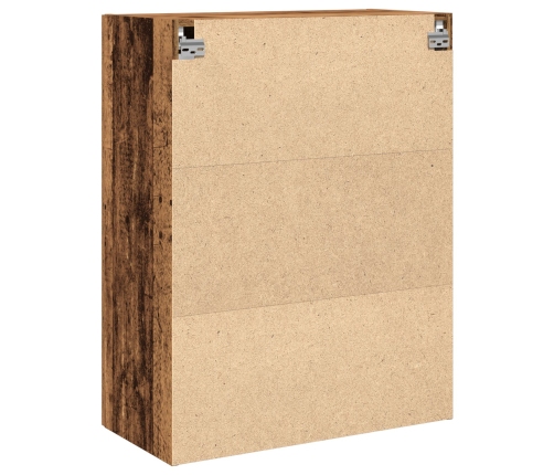 Gabinete Montado en la Pared de  con Puertas de Vidrio - Madera Vieja - 69.5x34x90 cm