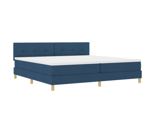 Cama Box Spring  con Colchón Azul 200x200 cm Tela