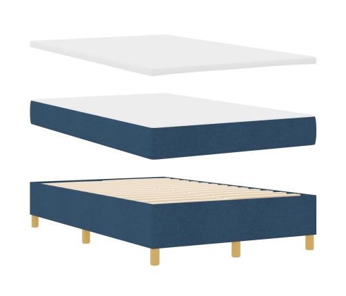Cama con Sommier y Banco Azul 120x200 cm Tela
