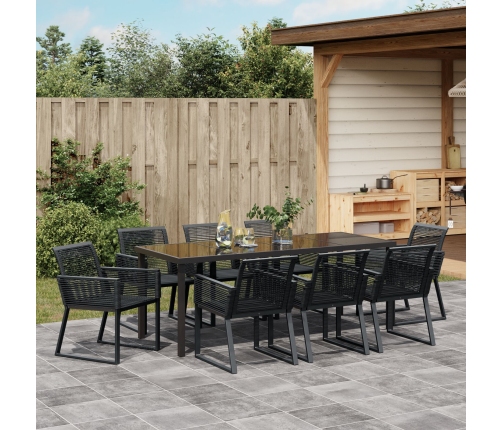 Conjunto de Comedor de Jardín  de 9 Piezas Negro Poliratán